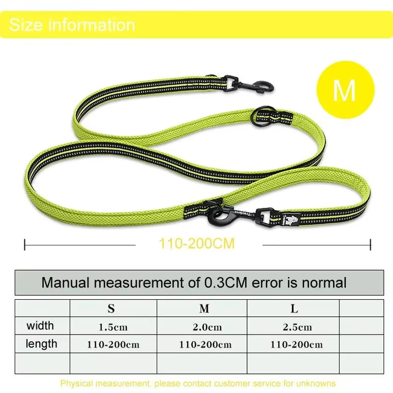 Pet Dog Leash Multi-Function Reflective Hand Free Traction Rope Suitable for Use with Collars and Chest Straps TLL2411
