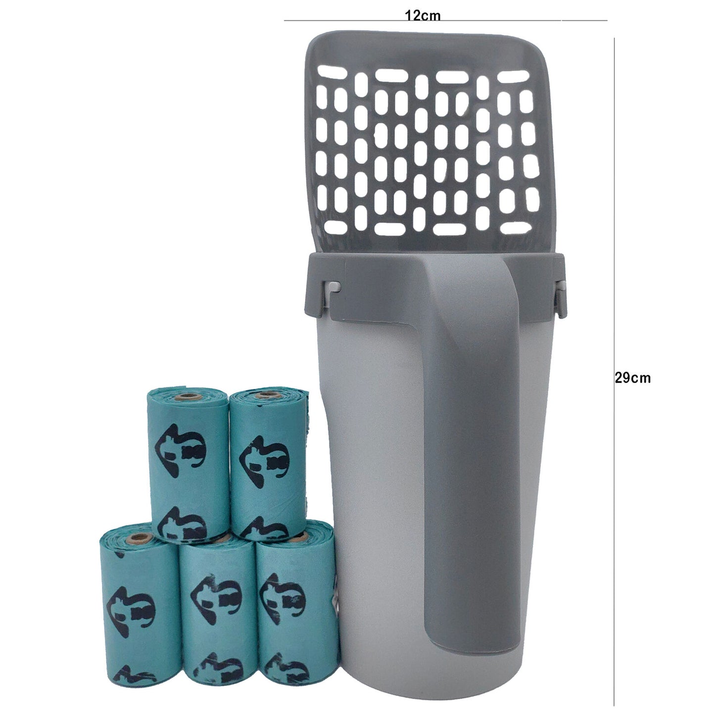 Cat Litter Scoop Detachable Deep Shovel Holder with Poop Sifting ,120 Bin Bags