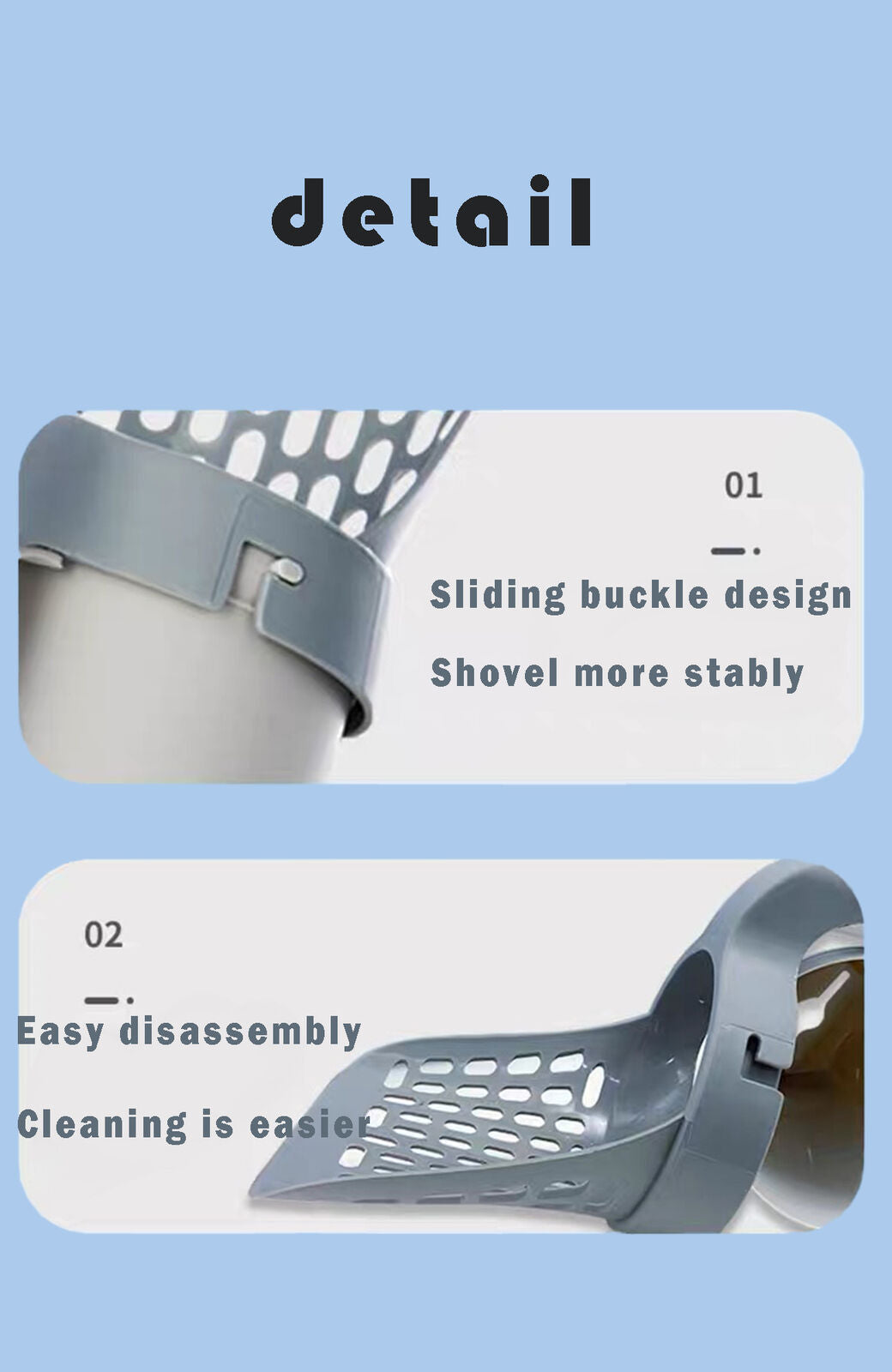 Cat Litter Scoop Detachable Deep Shovel Holder with Poop Sifting ,120 Bin Bags